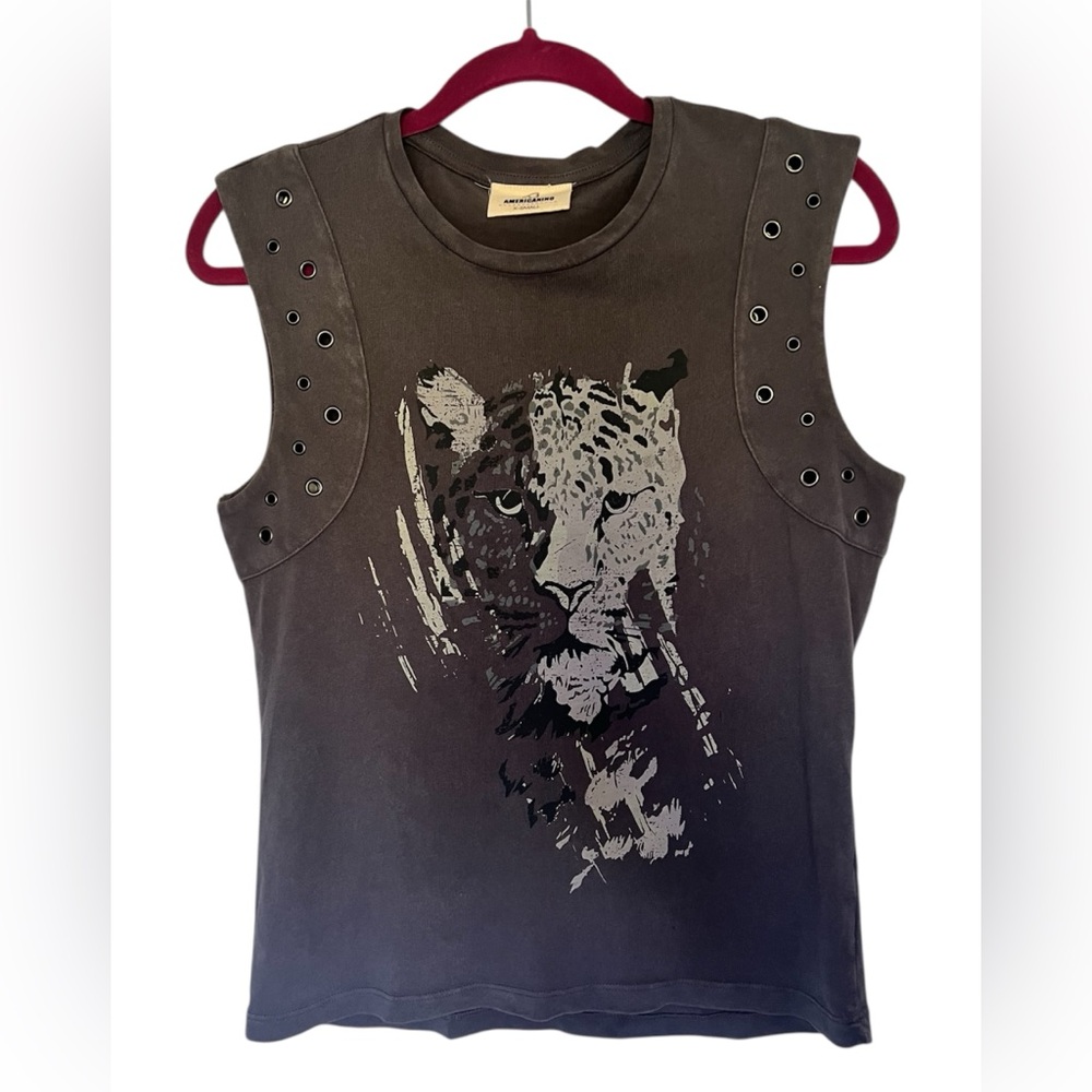 Gray Leopard Graphic Muscle Tee